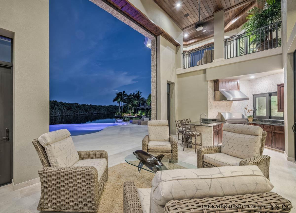 Plan 340129STR: Two-Story Mediterranean House Plan with Outdoor Kitchen and Fireplace - 5330 Sq Ft - Image #50 - Coastal, Florida-Style, Mediterranean, Tuscan