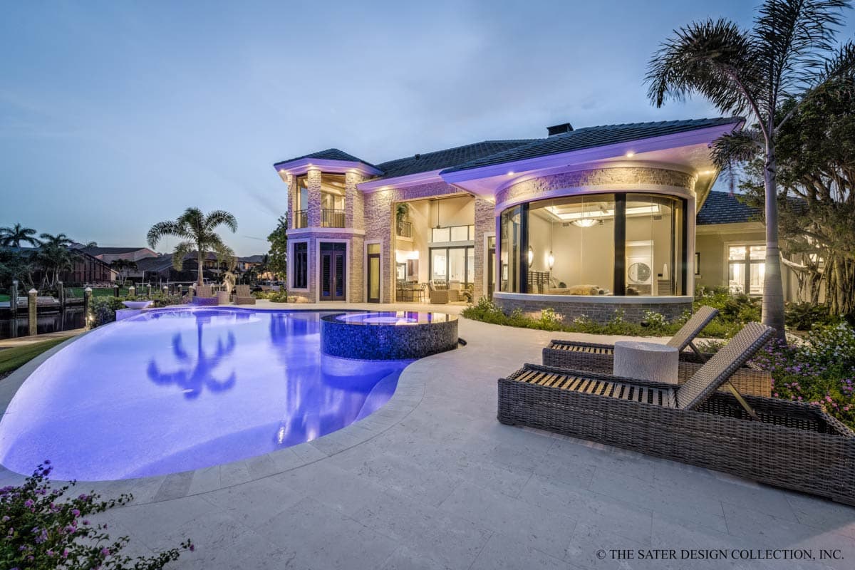 Plan 340129STR: Two-Story Mediterranean House Plan with Outdoor Kitchen and Fireplace - 5330 Sq Ft - Image #52 - Coastal, Florida-Style, Mediterranean, Tuscan
