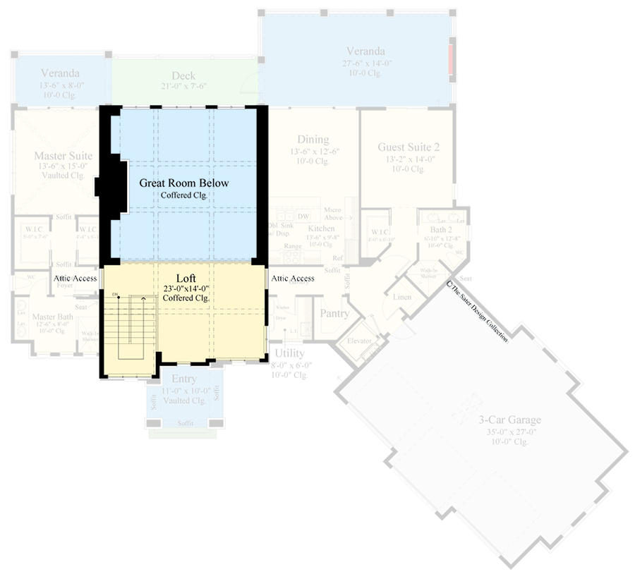 Plan 340130STR: 4-Bed Contemporary Coastal House Plan with Walkout Basement - 4323 Sq Ft - Floor Plan - 2nd Floor - Coastal, Coastal Contemporary, Florida-Style, Mediterranean, Prairie, Transitional