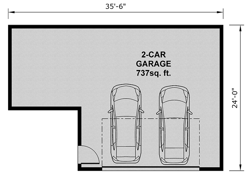 Plan 14832RK: Two Bay Detached Modern Garage with Workshop - 737 Sq Ft - Floor Plan - Main Level - Modern