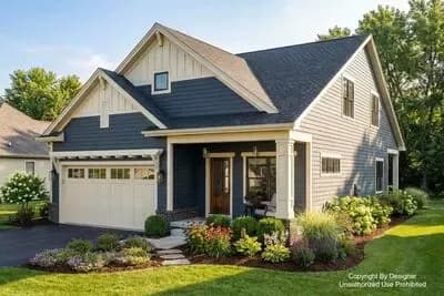 Two-Story Craftsman House Plan with Jack and Jill Bathroom - 2165 Sq Ft