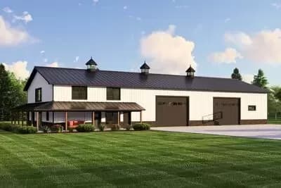 3-Bed Barndominium House Plan with Oversized Garage and Workshop - 3692 Sq Ft