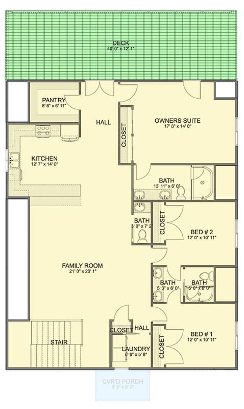 Plan 61536UT: 3-Bed Barndominium House Plan with Home Office - 2984 Sq Ft - Floor Plan - 2nd Floor
