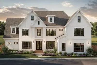 5-Bed Transitional House Plan with Stacked Porches in Back - 4392 Sq Ft
