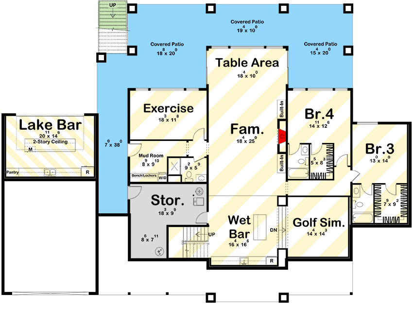 Plan 623434DJ: 2-Bed Modern Lake House Plan with Wrap Around Porch - 2785 Sq Ft - Floor Plan - Finished Lower Level Layout Option (+$ Paid Option) - Contemporary, Mid Century Modern, Modern, Mountain