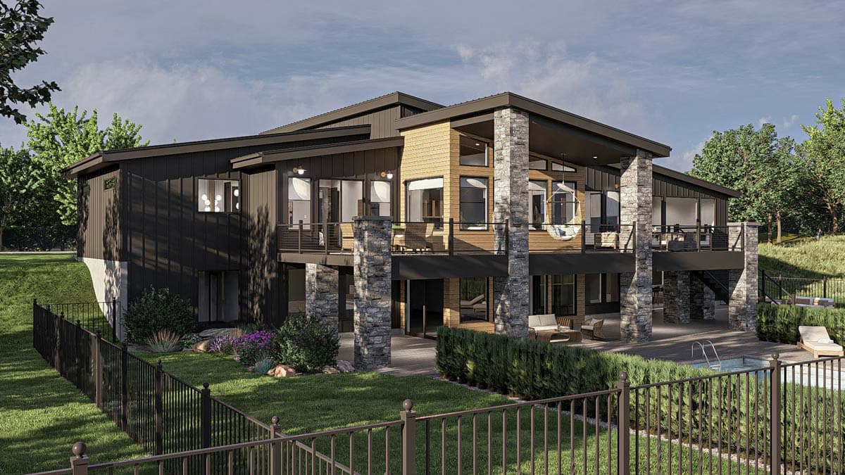 Plan 623434DJ: 2-Bed Modern Lake House Plan with Wrap Around Porch - 2785 Sq Ft - Image #20 - Contemporary, Mid Century Modern, Modern, Mountain