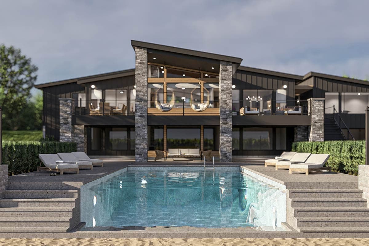 Plan 623434DJ: 2-Bed Modern Lake House Plan with Wrap Around Porch - 2785 Sq Ft - Image #21 - Contemporary, Mid Century Modern, Modern, Mountain