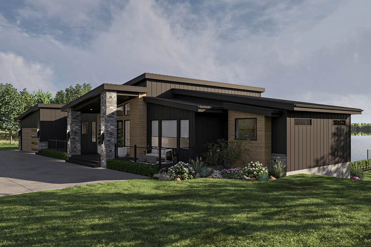 Plan 623434DJ: 2-Bed Modern Lake House Plan with Wrap Around Porch - 2785 Sq Ft - Image #22 - Contemporary, Mid Century Modern, Modern, Mountain