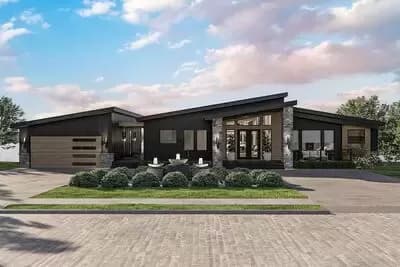 2-Bed Modern Lake House Plan with Wrap Around Porch - 2785 Sq Ft