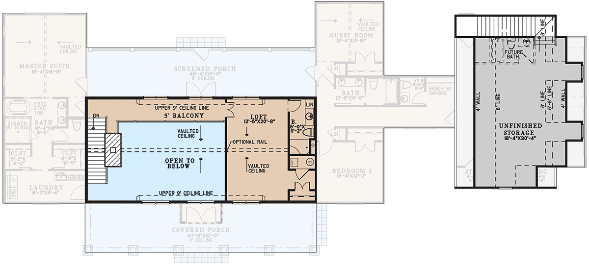 Plan 70896MK: Two-Story Modern Farmhouse Plan with Bonus Room Above Garage - 2972 Sq Ft - Floor Plan - 2nd Floor - Country, Modern Farmhouse, New American