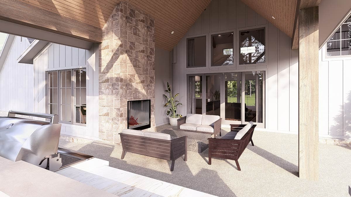 Plan 700501SND: 4-Bed Modern Mountain House Plan with Outdoor Kitchen and Outdoor Fireplace - 4154 Sq Ft - Image #12 - Craftsman, Hill Country, Mountain, New American, Transitional