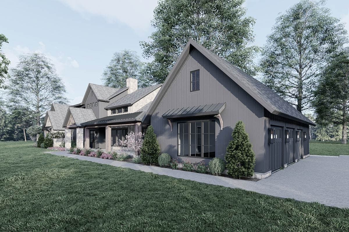 Plan 700501SND: 4-Bed Modern Mountain House Plan with Outdoor Kitchen and Outdoor Fireplace - 4154 Sq Ft - Image #4 - Craftsman, Hill Country, Mountain, New American, Transitional