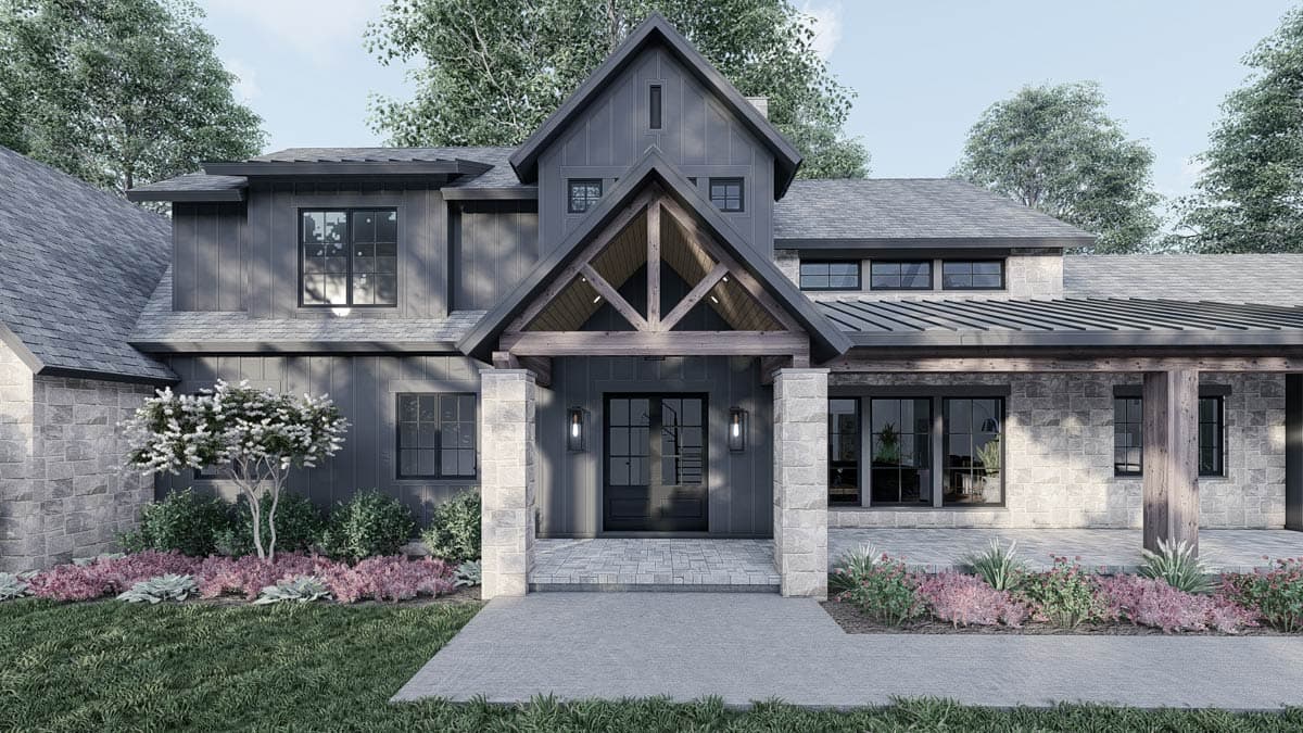 Plan 700501SND: 4-Bed Modern Mountain House Plan with Outdoor Kitchen and Outdoor Fireplace - 4154 Sq Ft - Image #5 - Craftsman, Hill Country, Mountain, New American, Transitional