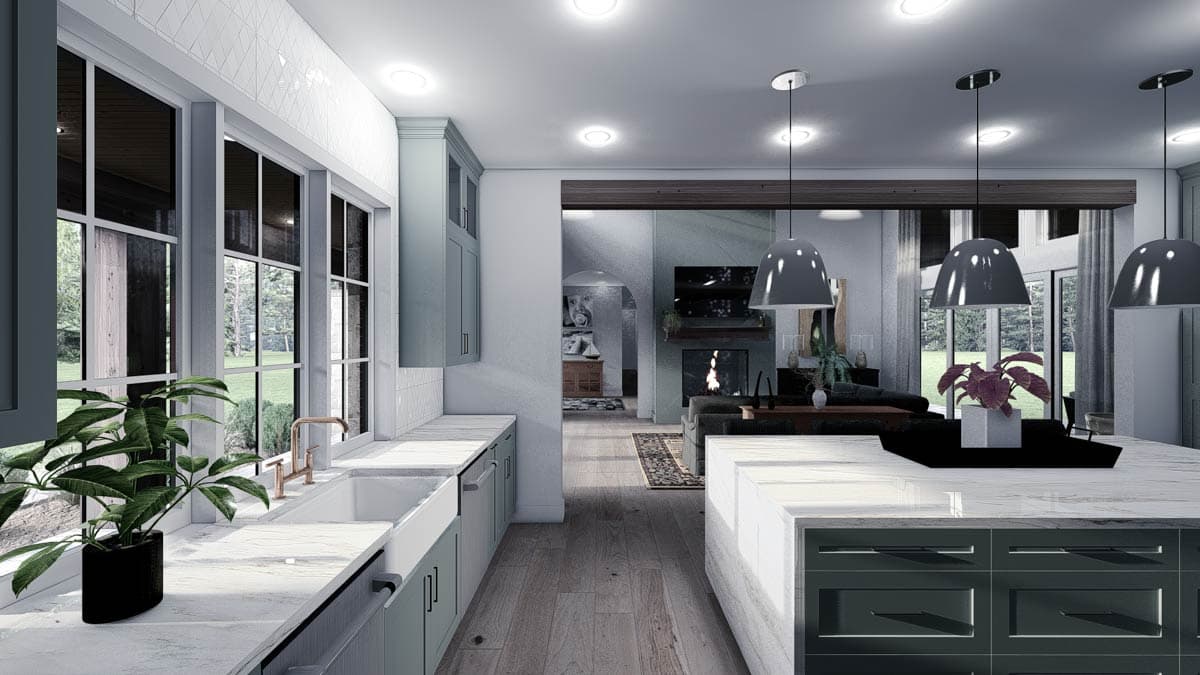 Plan 700501SND: 4-Bed Modern Mountain House Plan with Outdoor Kitchen and Outdoor Fireplace - 4154 Sq Ft - Image #10 - Craftsman, Hill Country, Mountain, New American, Transitional