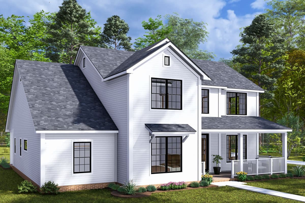 Plan 52372WM: 4-Bed New American House Plan with Library or Study - 2382 Sq Ft - Image #8 - Modern Farmhouse, New American