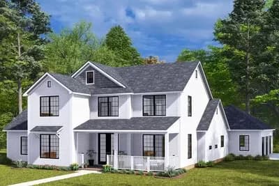 4-Bed New American House Plan with Library or Study - 2382 Sq Ft