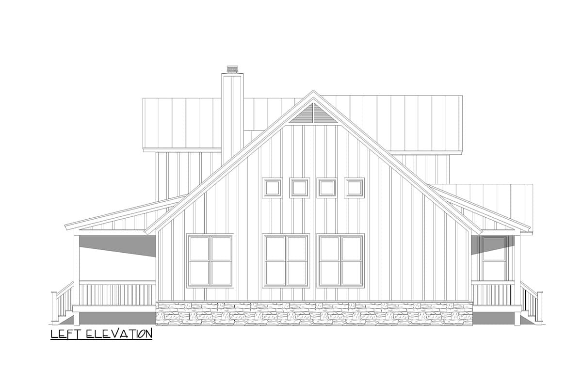 Plan 680436VR: 3-Bed New American Cottage House Plan with Bonus Room Above - 2357 Sq Ft - Image #4 - European, French Country, Traditional
