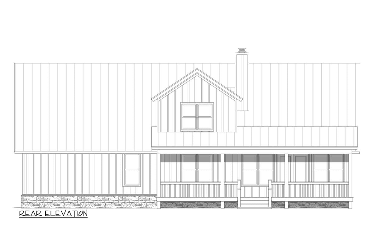 Plan 680436VR: 3-Bed New American Cottage House Plan with Bonus Room Above - 2357 Sq Ft - Image #5 - European, French Country, Traditional