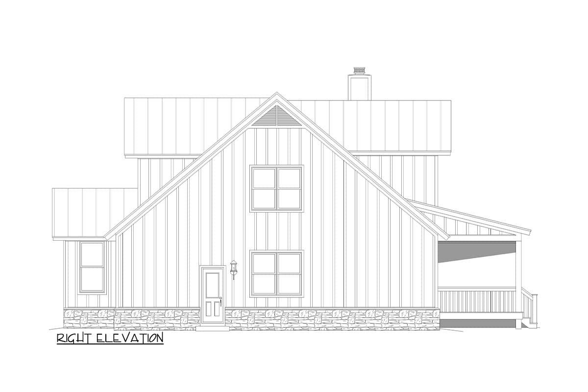 Plan 680436VR: 3-Bed New American Cottage House Plan with Bonus Room Above - 2357 Sq Ft - Image #6 - European, French Country, Traditional