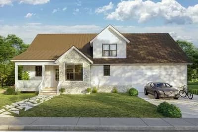 3-Bed New American Cottage House Plan with Bonus Room Above - 2357 Sq Ft