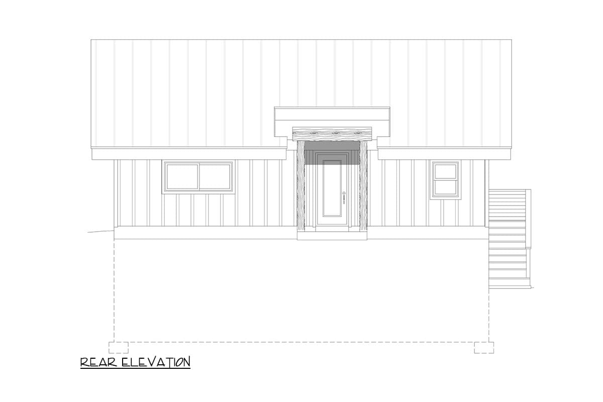 Plan 680437VR: 1-Bed Mountain House Plan with a Front-Sloping Lot and Workshop - 1778 Sq Ft - Image #4 - Country, Craftsman