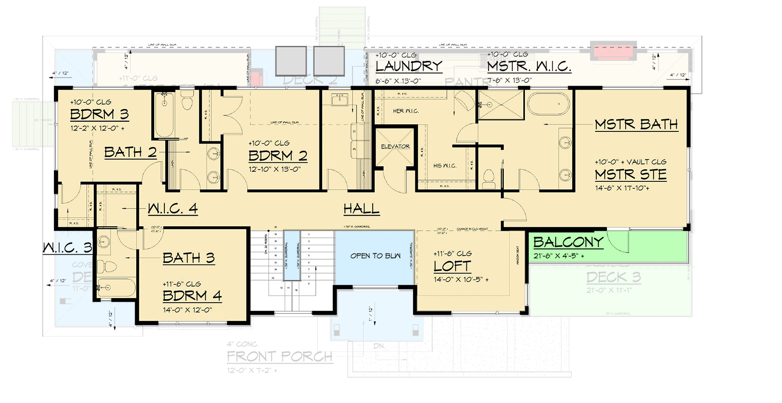 Plan 666285RAF: 5-Bed Modern Northwest House Plan with Elevator - 5420 Sq Ft - Floor Plan - 2nd Floor - Contemporary, Modern, Northwest