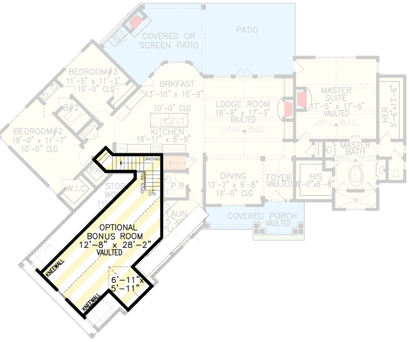 Plan 25834GE: 3-Bed Craftsman Lake House Plan with Jack & Jill Bath - 2365 Sq Ft - Floor Plan - Bonus Floor - Craftsman