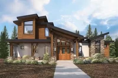 Two-Story Contemporary Mountain House Plan with Two Master Suites - 374 Sq Ft