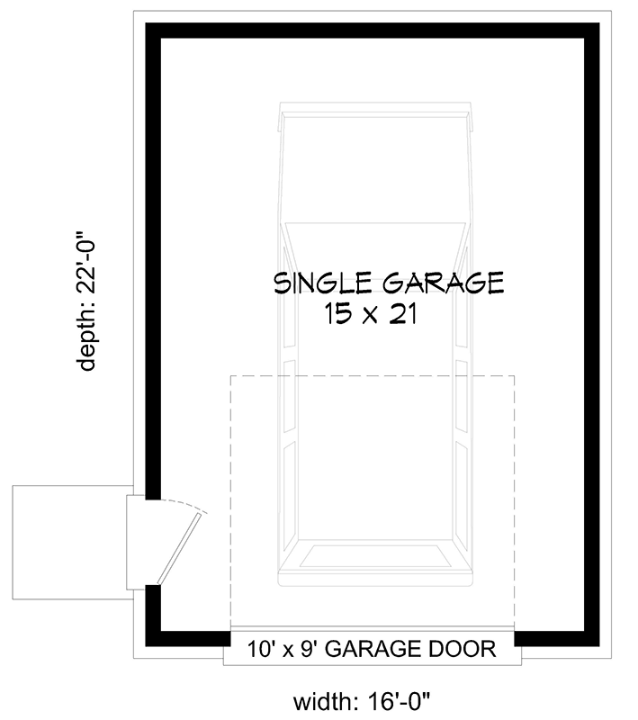 Plan 680442VR: 1-Car Modern Detached Garage - 352 Sq Ft - Floor Plan - Main Level - Modern