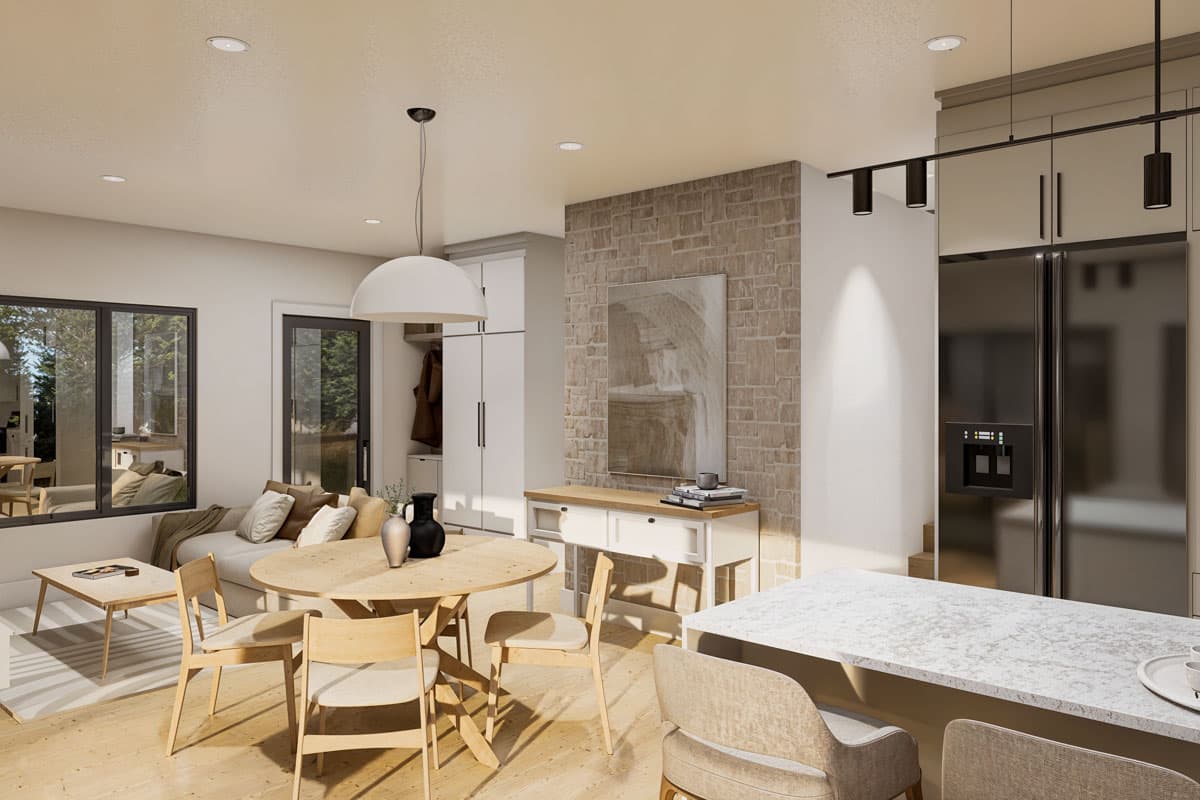 Plan 22698DR: 2-Bed Modern Vacation House Plan with Home Office and 2nd Floor Master Suite - 1200 Sq Ft - Image #5 - Contemporary, Modern, Mountain, Vacation