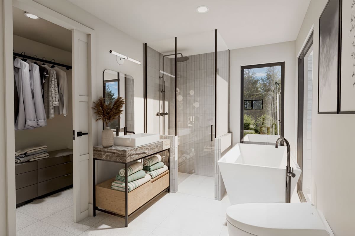 Plan 22698DR: 2-Bed Modern Vacation House Plan with Home Office and 2nd Floor Master Suite - 1200 Sq Ft - Image #11 - Contemporary, Modern, Mountain, Vacation