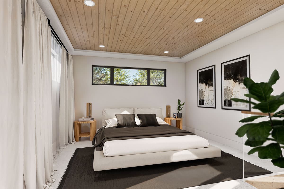 Plan 22698DR: 2-Bed Modern Vacation House Plan with Home Office and 2nd Floor Master Suite - 1200 Sq Ft - Image #9 - Contemporary, Modern, Mountain, Vacation