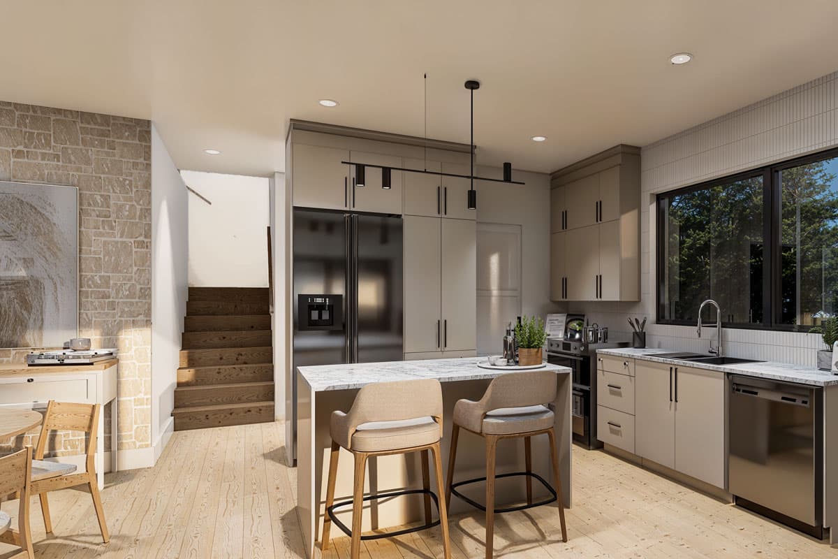 Plan 22698DR: 2-Bed Modern Vacation House Plan with Home Office and 2nd Floor Master Suite - 1200 Sq Ft - Image #7 - Contemporary, Modern, Mountain, Vacation