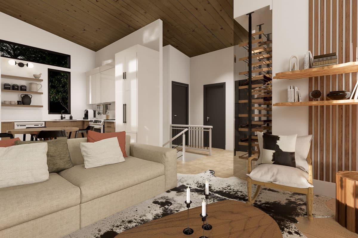 Plan 22700DR: 3-Bed Modern Mountain House Plan with Stacked Porches - 1528 Sq Ft - Image #8 - Contemporary, Mid Century Modern, Modern, Mountain, Vacation