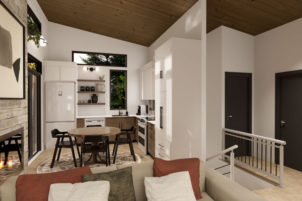 Plan 22700DR: 3-Bed Modern Mountain House Plan with Stacked Porches - 1528 Sq Ft - Image #7 - Contemporary, Mid Century Modern, Modern, Mountain, Vacation