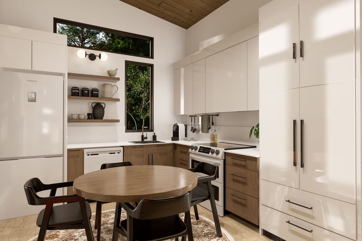 Plan 22700DR: 3-Bed Modern Mountain House Plan with Stacked Porches - 1528 Sq Ft - Image #6 - Contemporary, Mid Century Modern, Modern, Mountain, Vacation