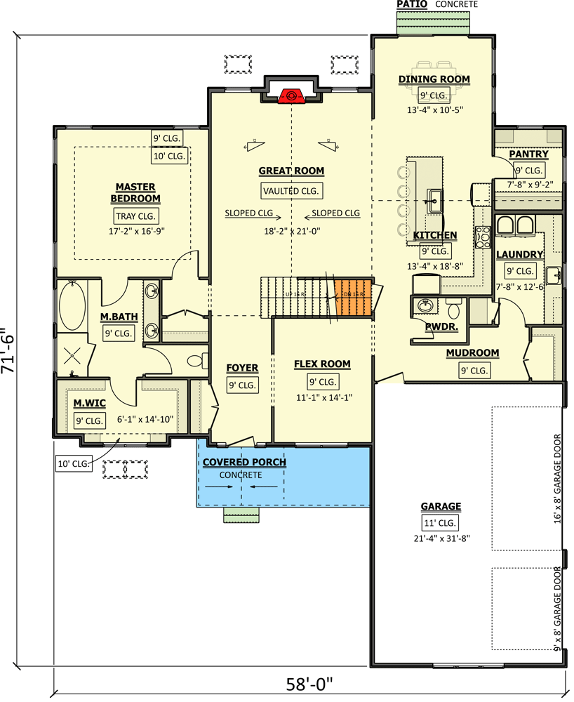 Plan 911047JVD: Two-Story New American House Plan with Optionally Finished Bonus Room - 2910 Sq Ft - Floor Plan - Main Level - Country, Craftsman, New American, Traditional