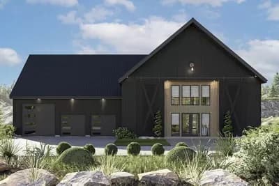 6-Bed Barndominium House Plan with Two-Story Great Room - 3991 Sq Ft