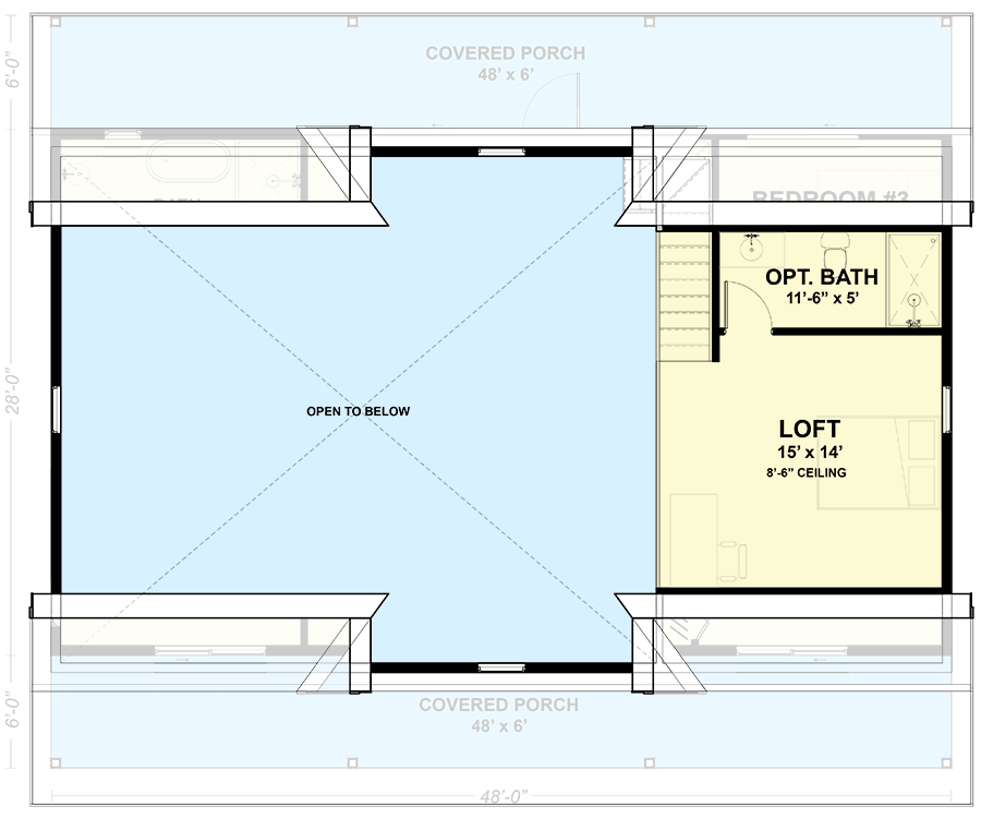 Plan 337005JUN: 3-Bed Country Farmhouse Plan with Loft and Optionally Finished Basement - 1723 Sq Ft - Floor Plan - 2nd Floor - Country, Farmhouse, Modern Farmhouse, Ranch