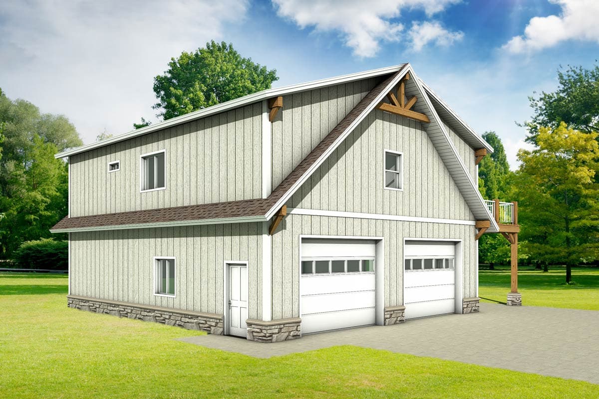 Plan 225013RBS: Two-Story Detached Garage with Attached Apartment Plan - 1440 Sq Ft - Image #5 - Country, Traditional