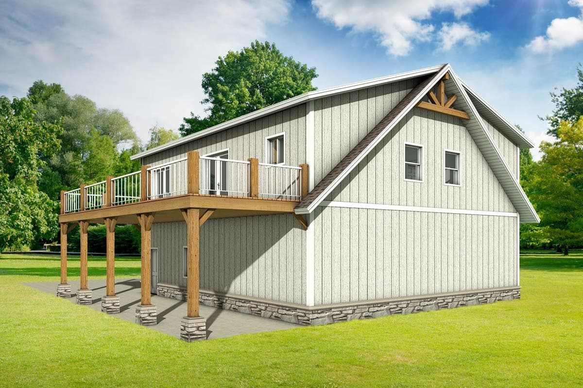 Plan 225013RBS: Two-Story Detached Garage with Attached Apartment Plan - 1440 Sq Ft - Image #6 - Country, Traditional