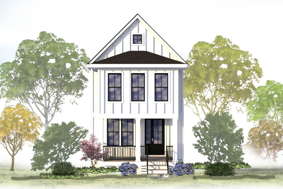 Plan 500086VV: Two-Story Narrow Lot House Plan with Home Office - 1685 Sq Ft - Image #14 - Country, Traditional