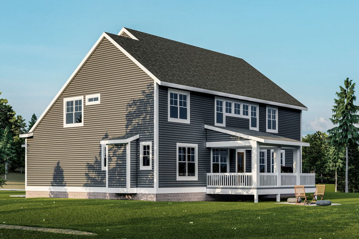 Plan 500087VV: 4-Bed Traditional Shingle House Plan with Library - 3314 Sq Ft - Image #4 - Shingle, Traditional