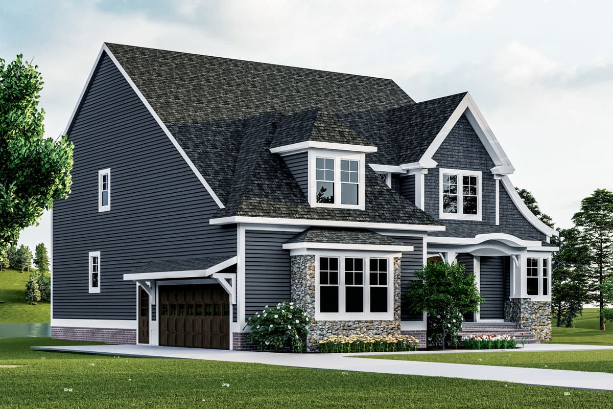 Plan 500087VV: 4-Bed Traditional Shingle House Plan with Library - 3314 Sq Ft - Image #6 - Shingle, Traditional