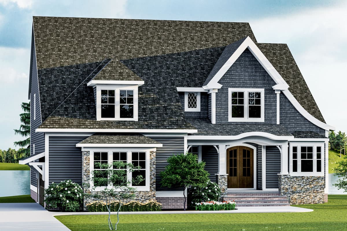 Plan 500087VV: 4-Bed Traditional Shingle House Plan with Library - 3314 Sq Ft - Image #9 - Shingle, Traditional