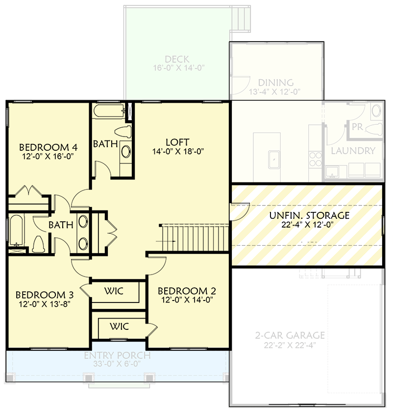 Plan 500088VV: Two-Story 4-Bedroom New American Craftsman House Plan with Loft Above - 2982 Sq Ft - Floor Plan - 2nd Floor - Country, Craftsman, New American, Traditional