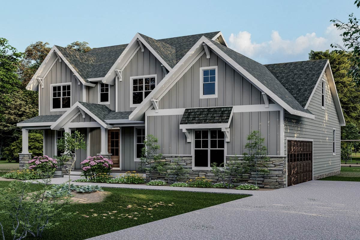 Plan 500088VV: Two-Story 4-Bedroom New American Craftsman House Plan with Loft Above - 2982 Sq Ft - Image #4 - Country, Craftsman, New American, Traditional