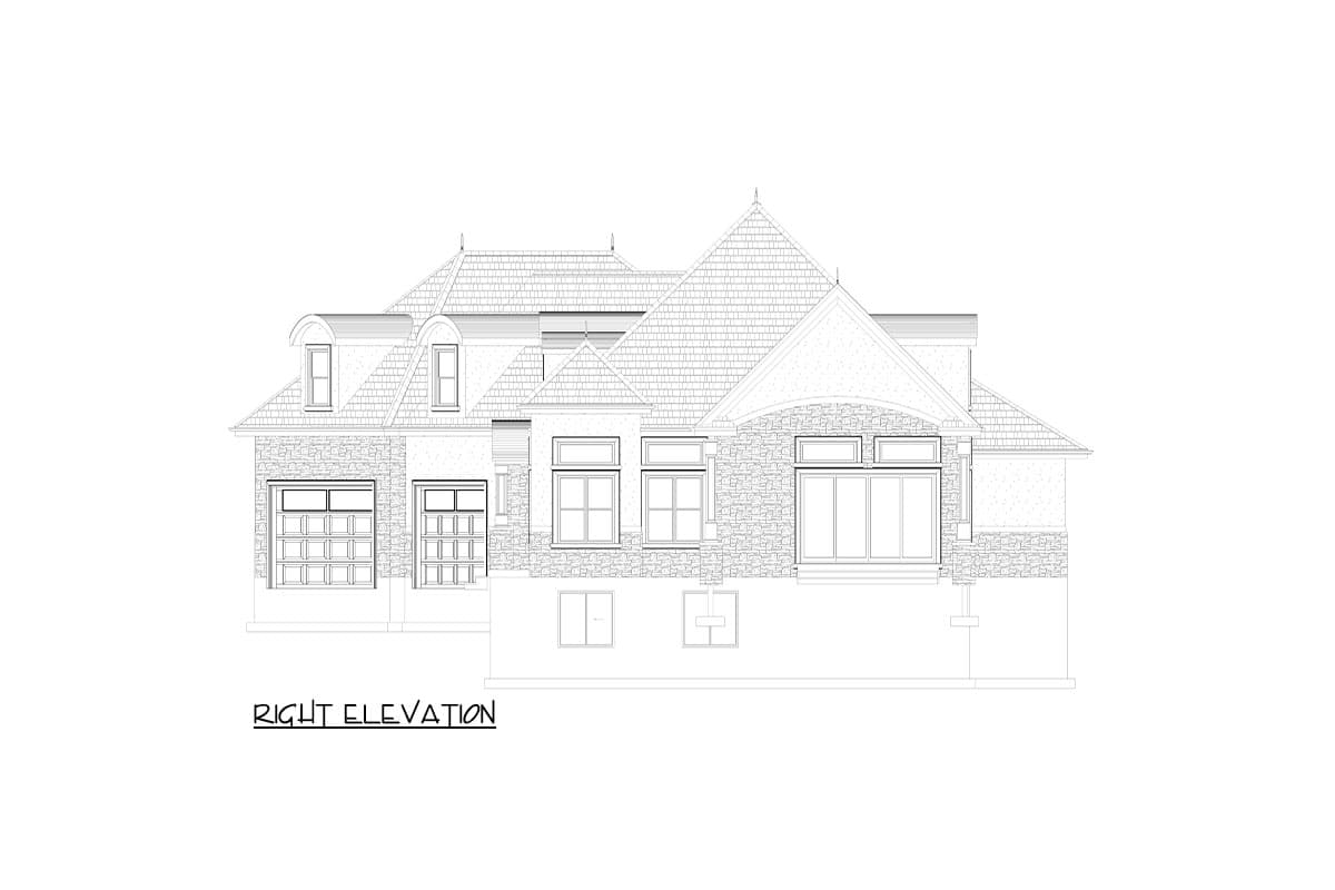 Plan 61537UT: 3-Bed Traditional House Plan with Oversize Angled 5-Car Garage - 3270 Sq Ft - Image #24 - Spanish, Traditional, Transitional