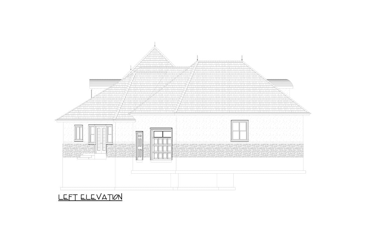 Plan 61537UT: 3-Bed Traditional House Plan with Oversize Angled 5-Car Garage - 3270 Sq Ft - Image #22 - Spanish, Traditional, Transitional