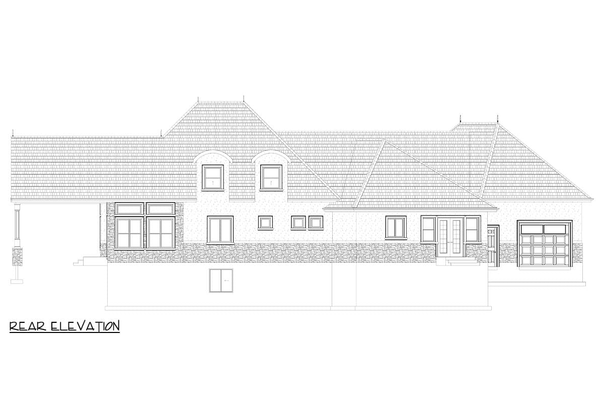 Plan 61537UT: 3-Bed Traditional House Plan with Oversize Angled 5-Car Garage - 3270 Sq Ft - Image #23 - Spanish, Traditional, Transitional